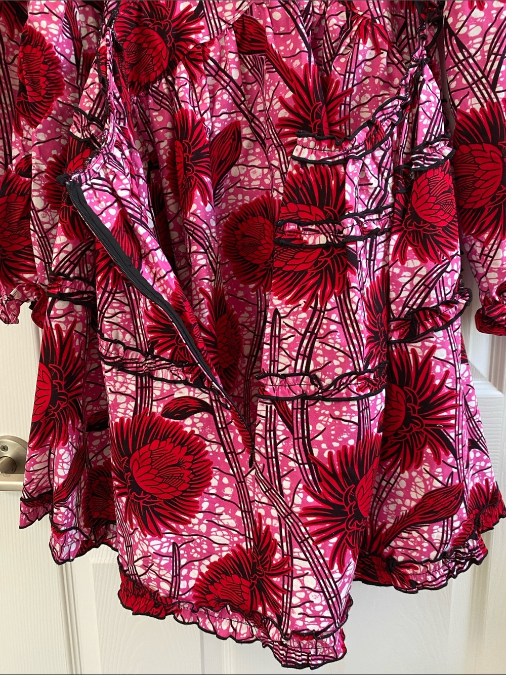 Kawesii Pink & Red Floral Tiered Dress - Picture 8 of 13